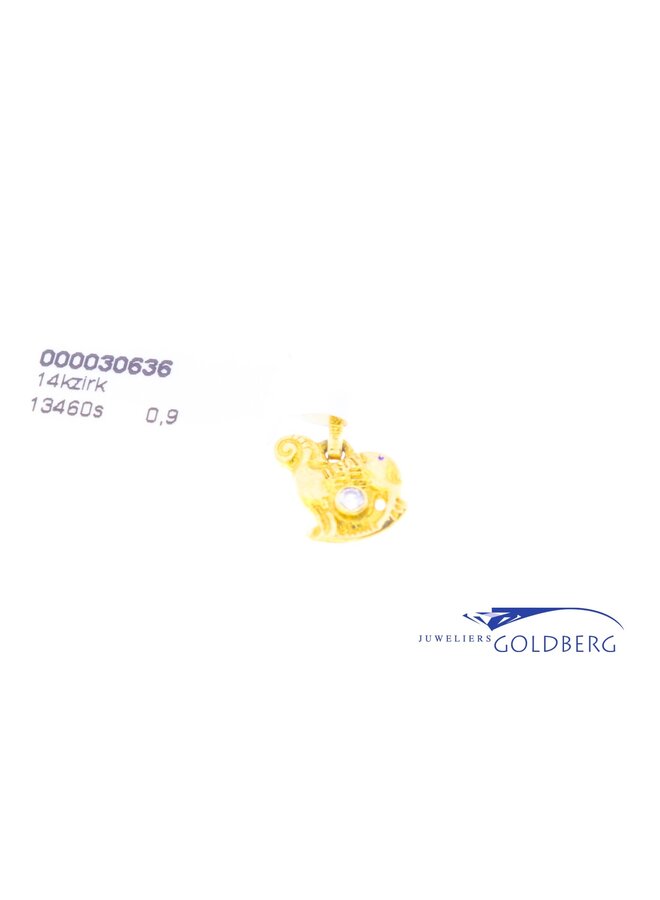 14k gold vintage ram zirconia pendant