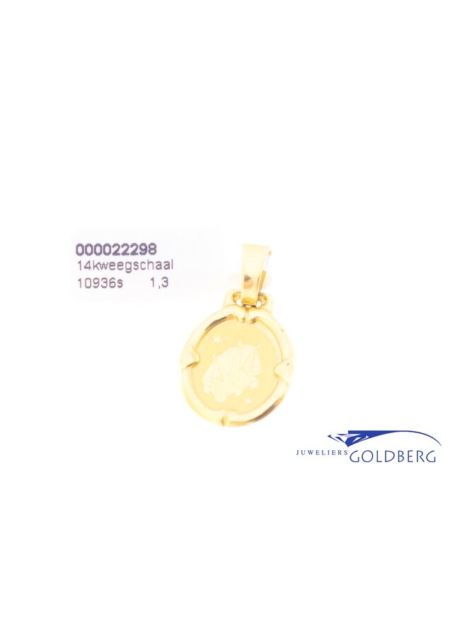 14k gold vintage libra pendant
