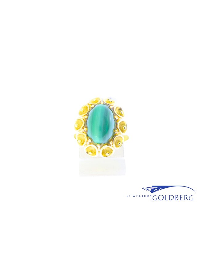 14k gouden vintage malachiet ring