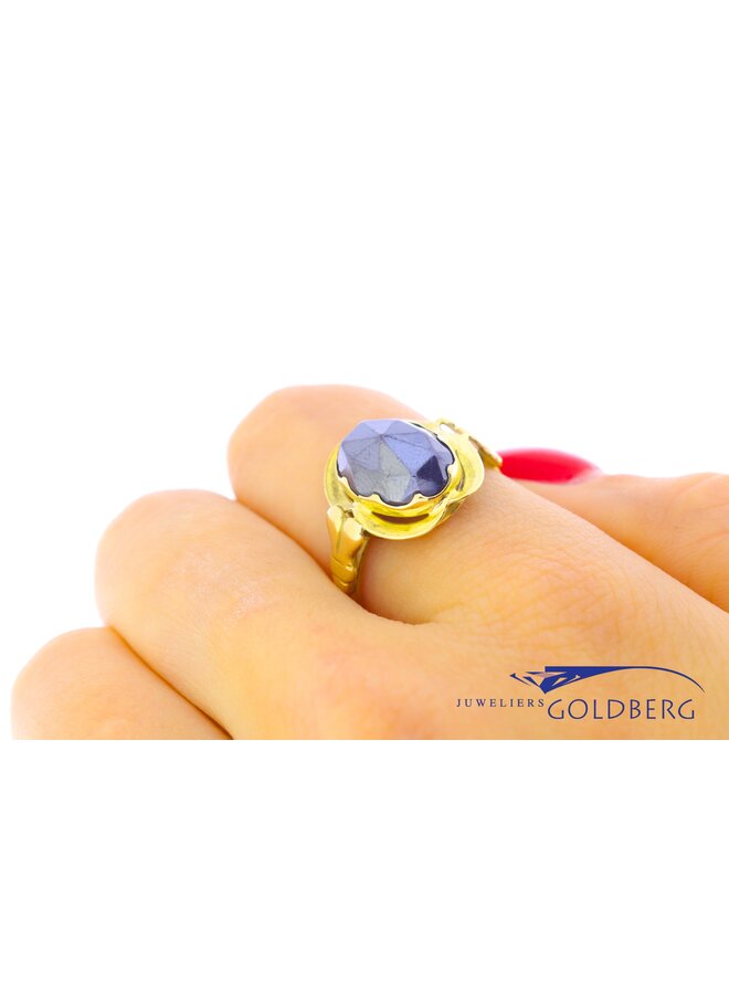 14k gold vintage hematite ring