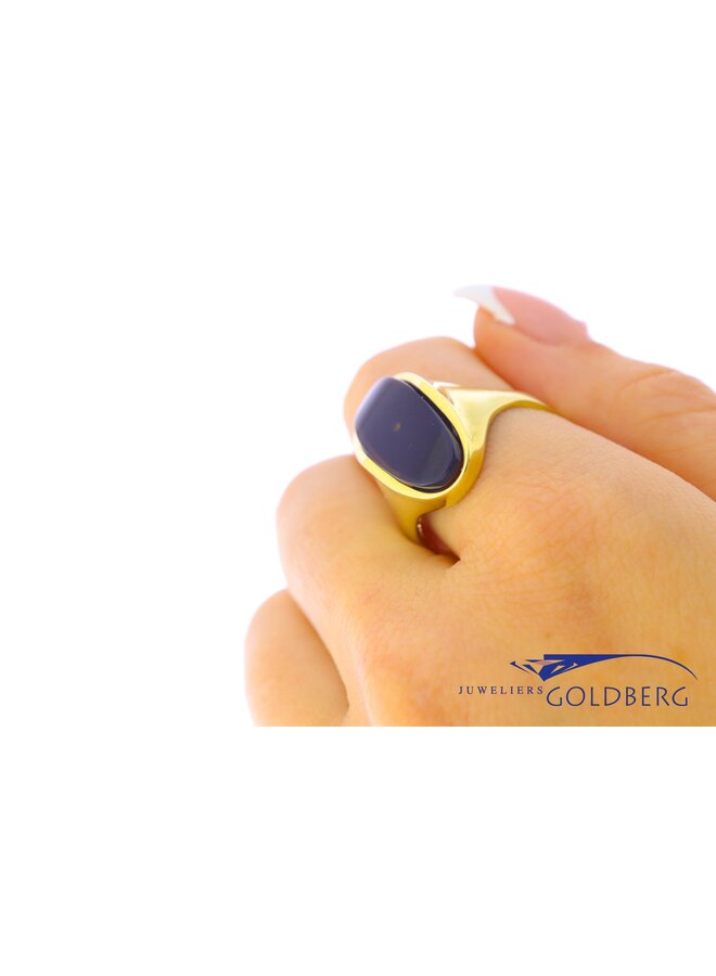 14k gold vintage ring with obsidian