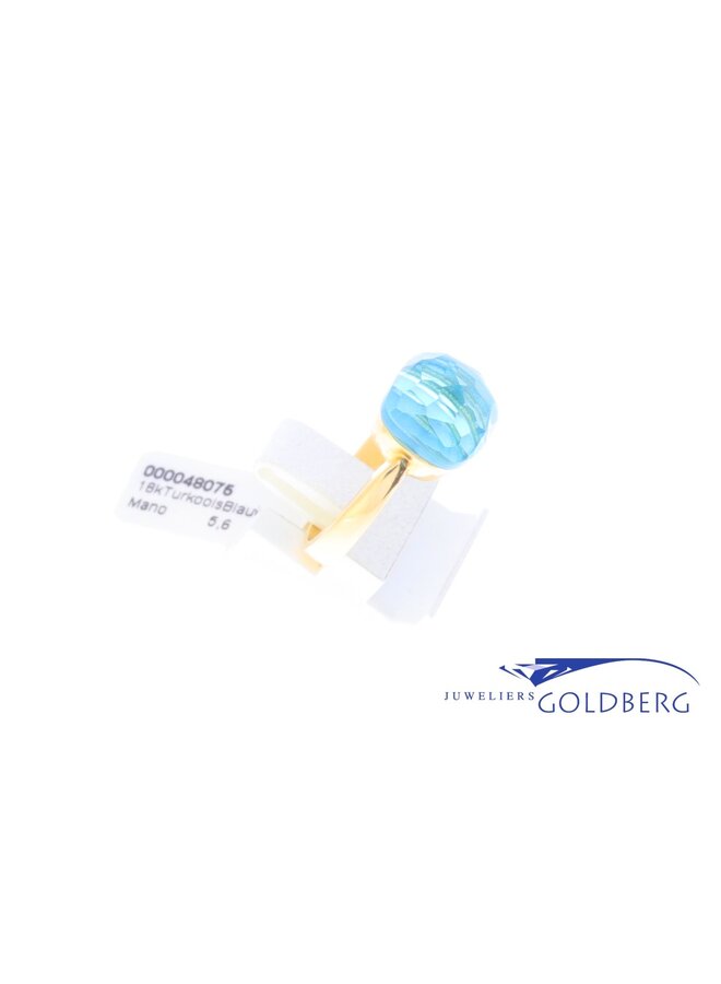 18k gouden design ring facet geslepen blauwe steen