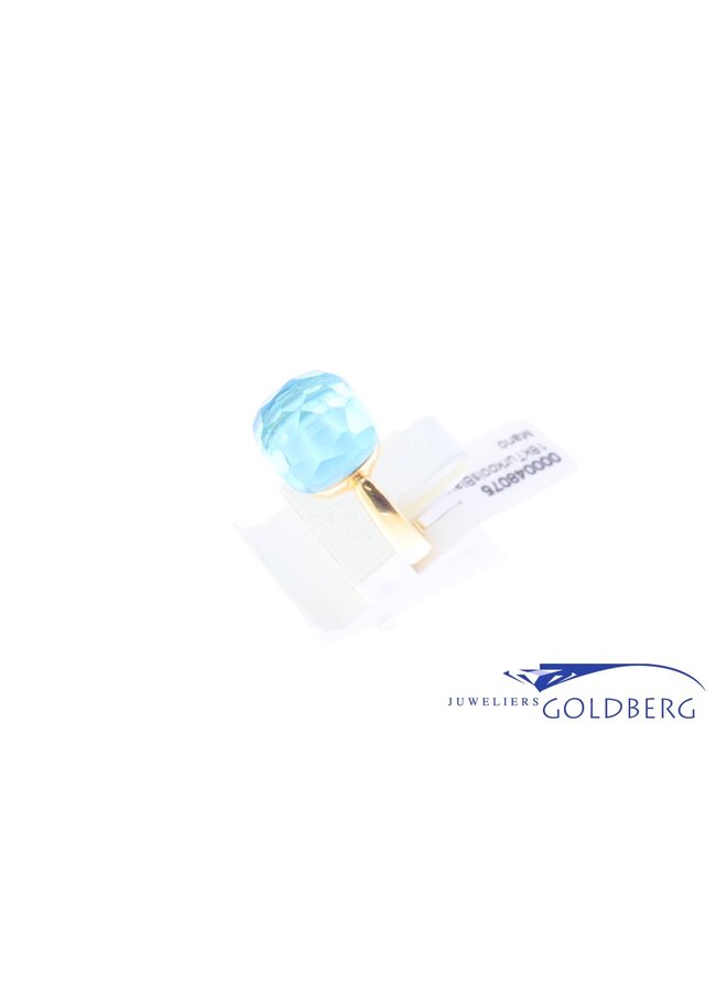 18k gouden design ring facet geslepen blauwe steen