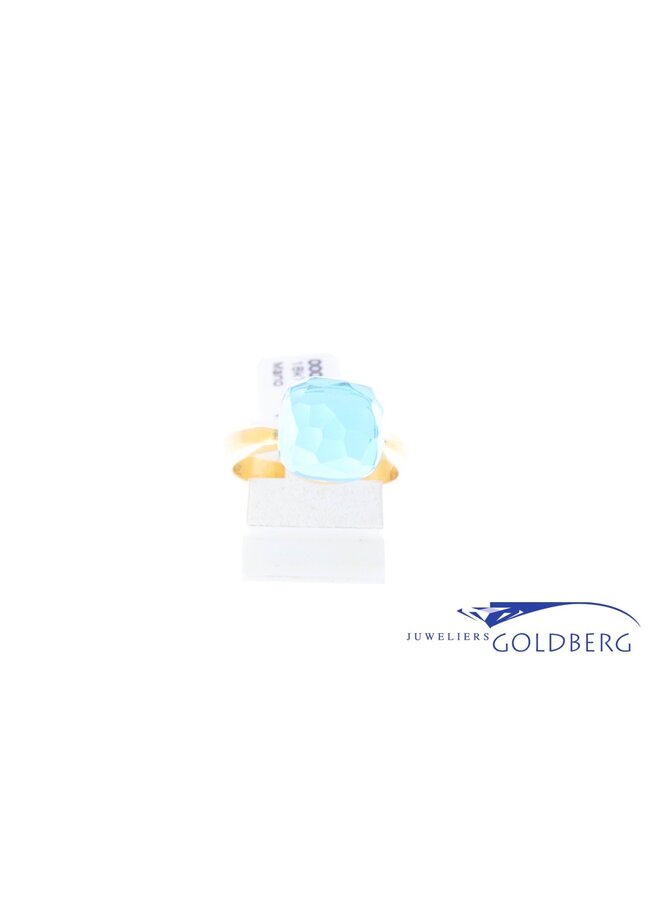 18k gouden design ring facet geslepen blauwe steen