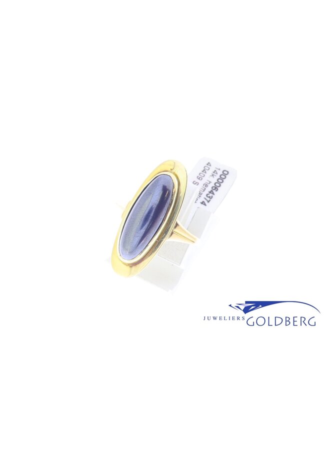 14k gold vintage ring grey hematite