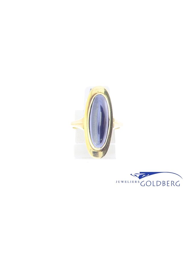 14k gouden vintage ring grijze hematiet