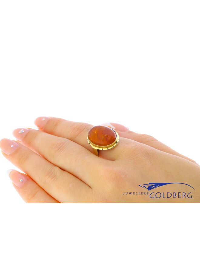 14k gouden vintage ring barnsteen