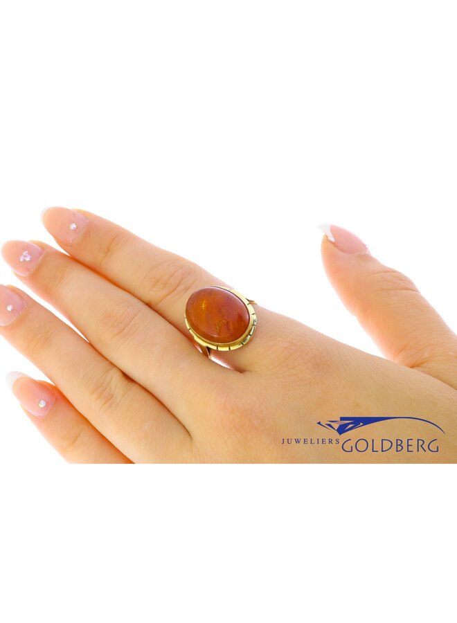 14k gold vintage ring amber