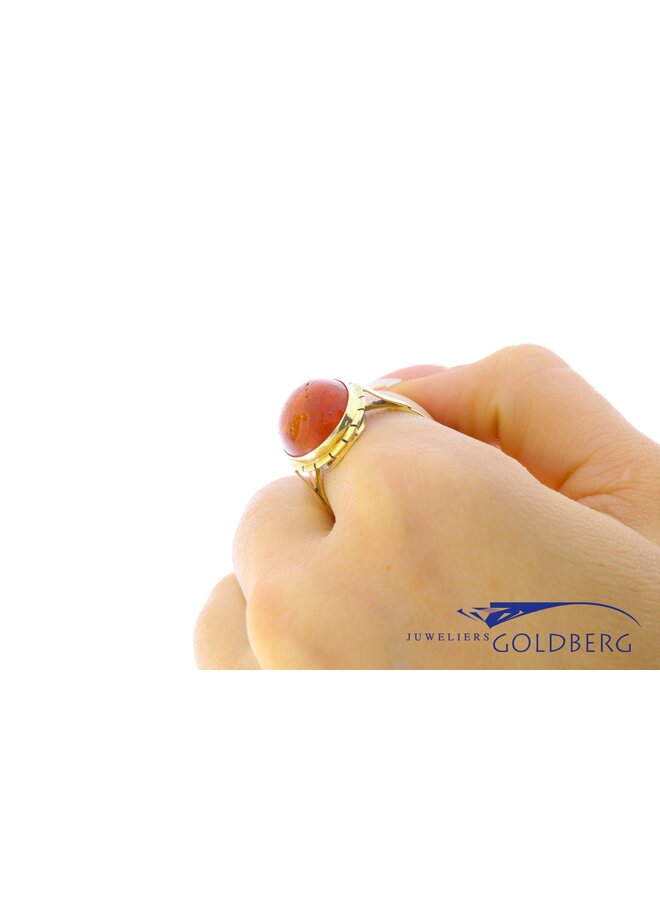 14k gold vintage ring amber