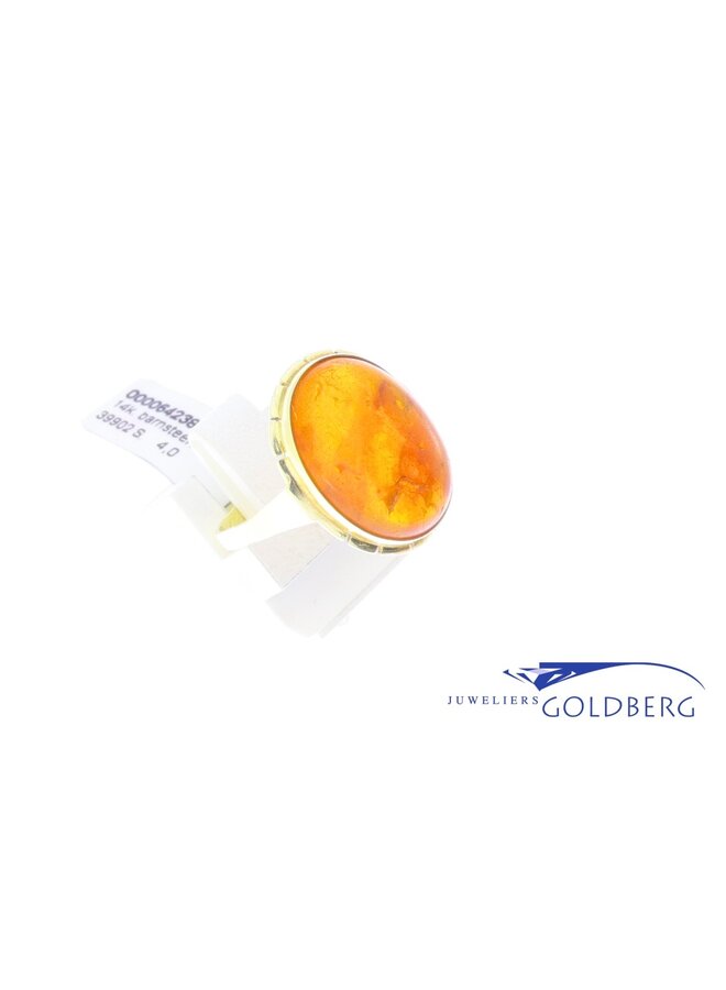 14k gouden vintage ring barnsteen