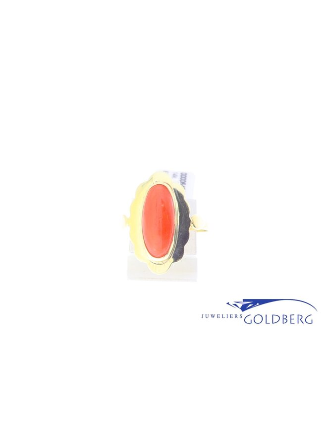 14k gold vintage red coral ring