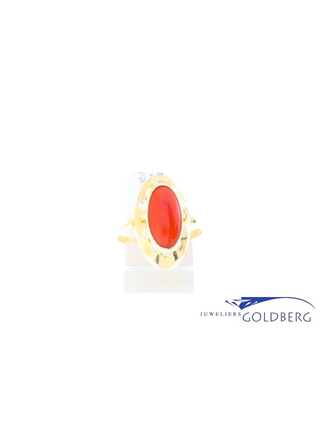 14k gold vintage red coral ring