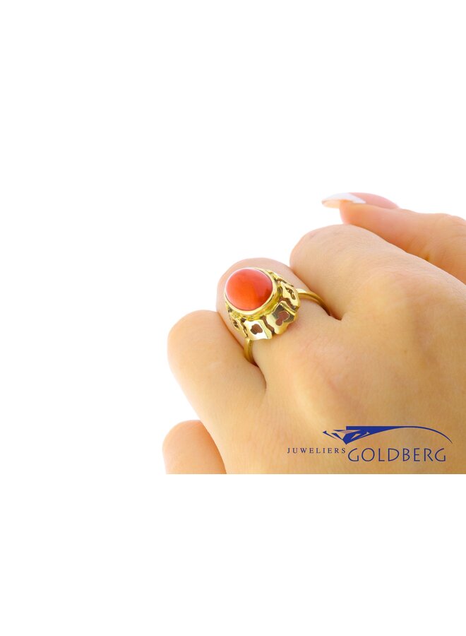 14k gold Vintage Red Coral ring