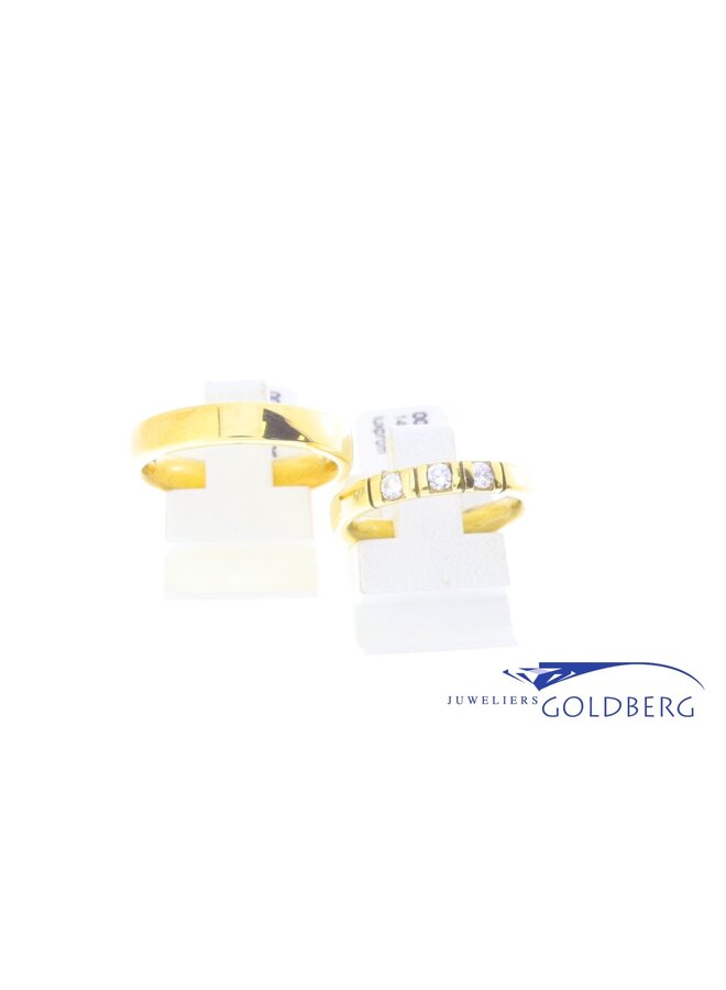 14k geelgouden trouwringen set, vrouwen ring inclusief drie briljanten