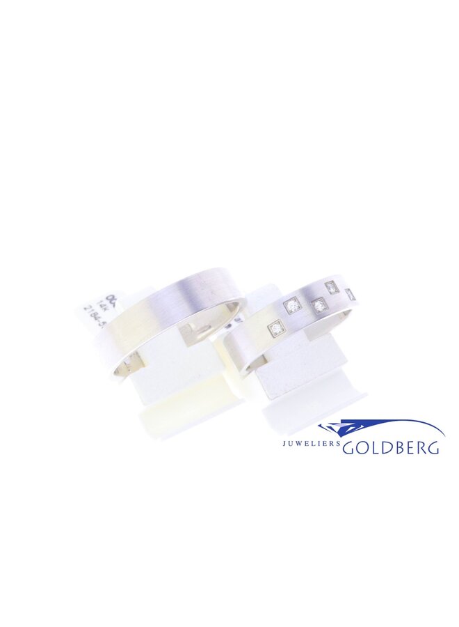 14 Witgouden Trouwringenset, Vrouwenring briljant 0.08ct