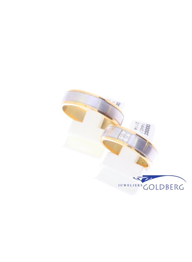 14 White gold/rose Wedding rings set, women's ring brilliant 0.07ct