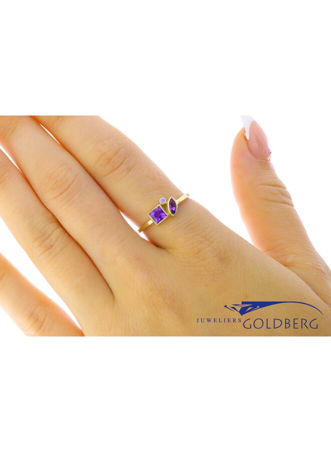 14k geelgouden amethist ring