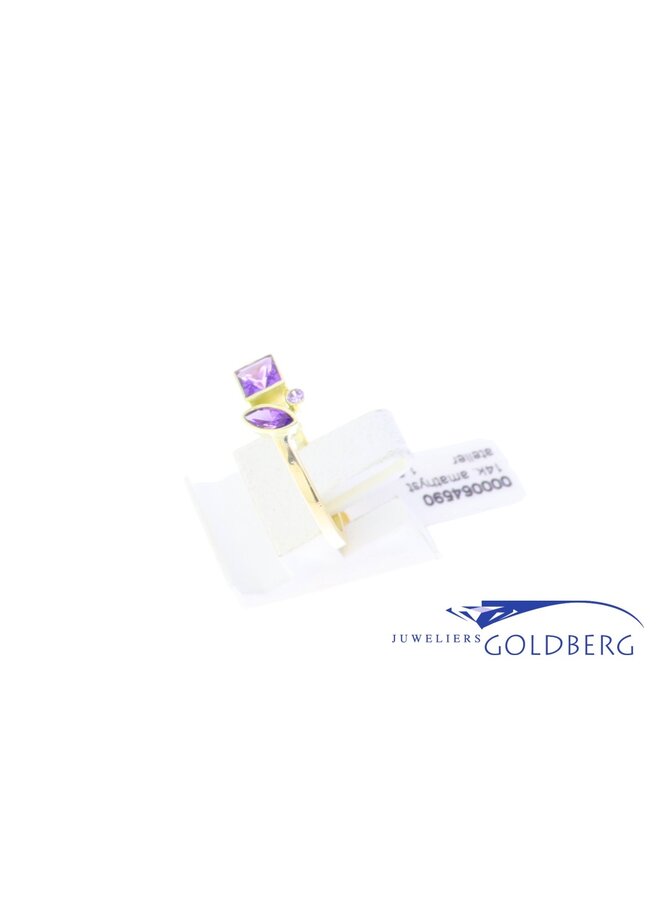 14k geelgouden amethist ring