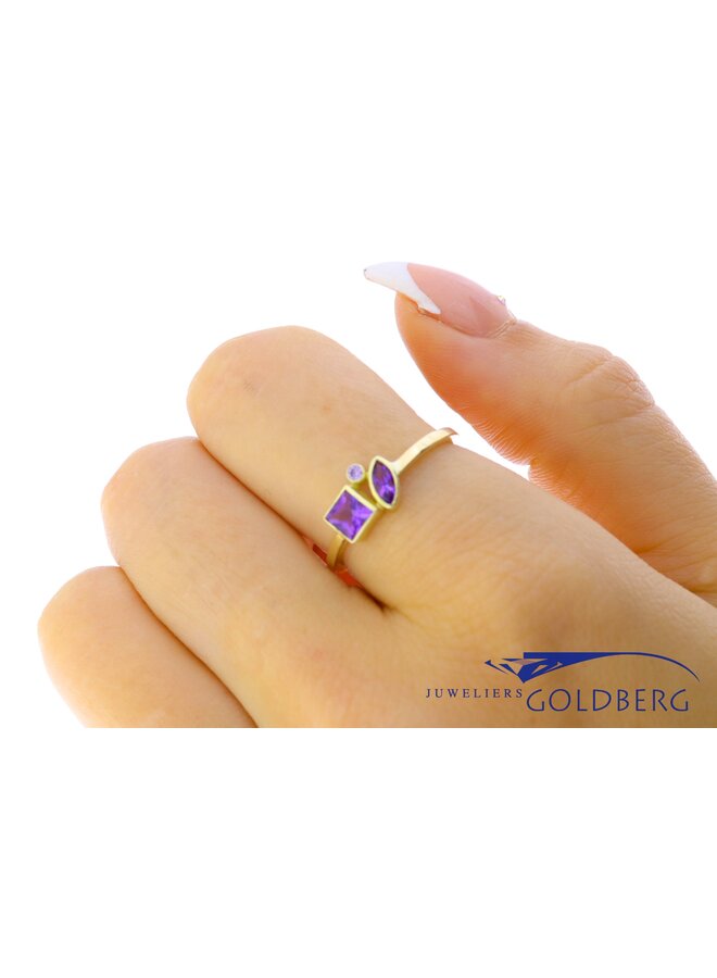 14k geelgouden amethist ring