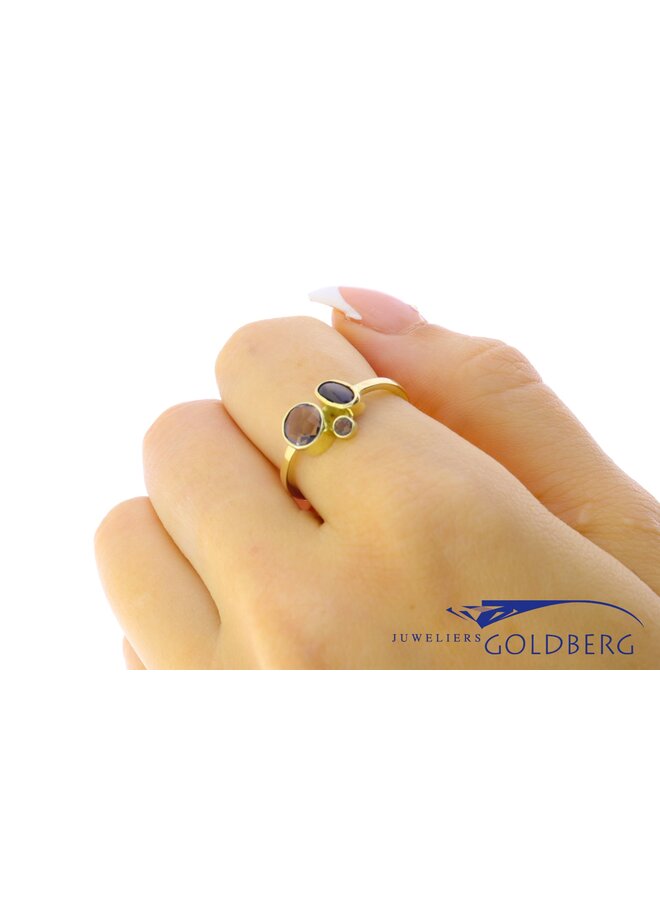14k geelgouden ring rookkwarts uit eigen atelier
