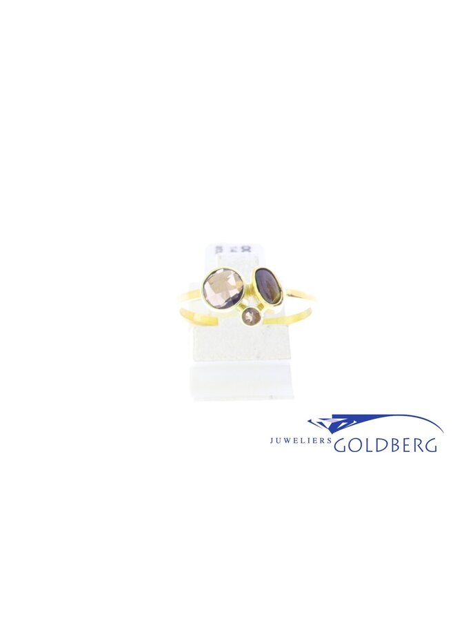 14k geelgouden ring rookkwarts uit eigen atelier