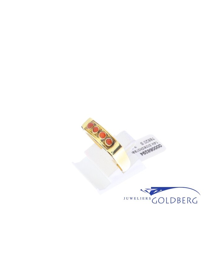14k gold ring with red coral