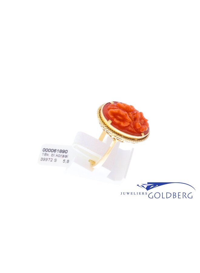 18k gouden Vintage ring goud bloedkoraal