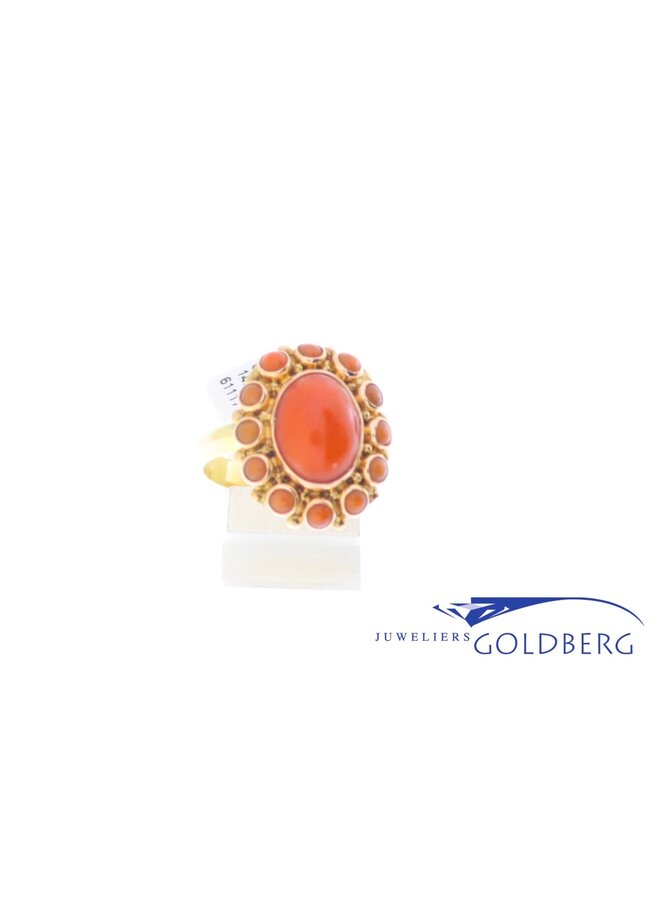 14k gold vintage ring red coral