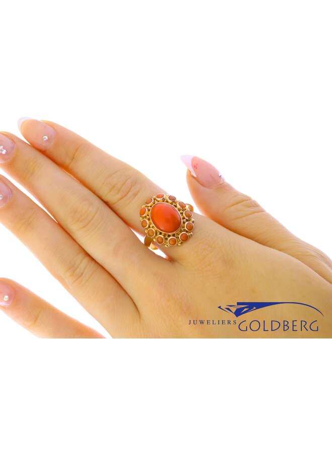 14k gold vintage ring red coral