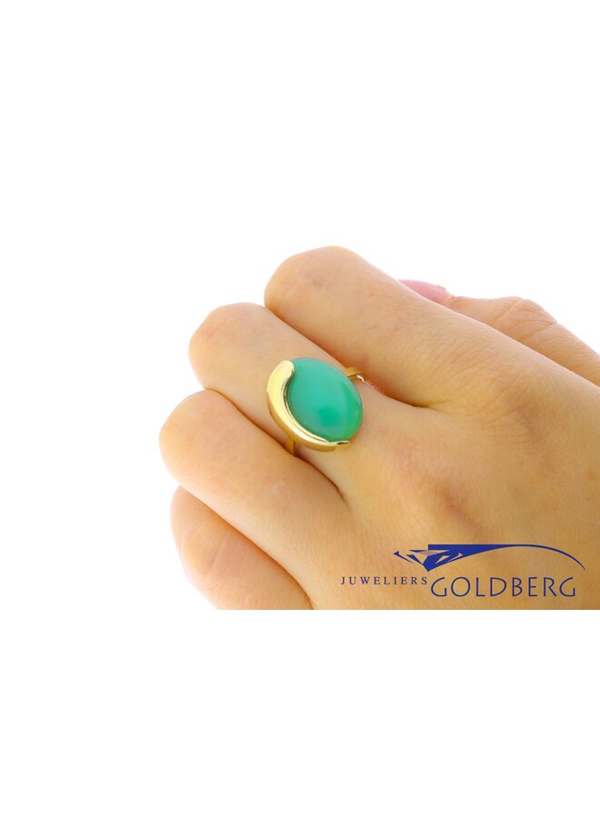 14k gold vintage ring Chrysoprase