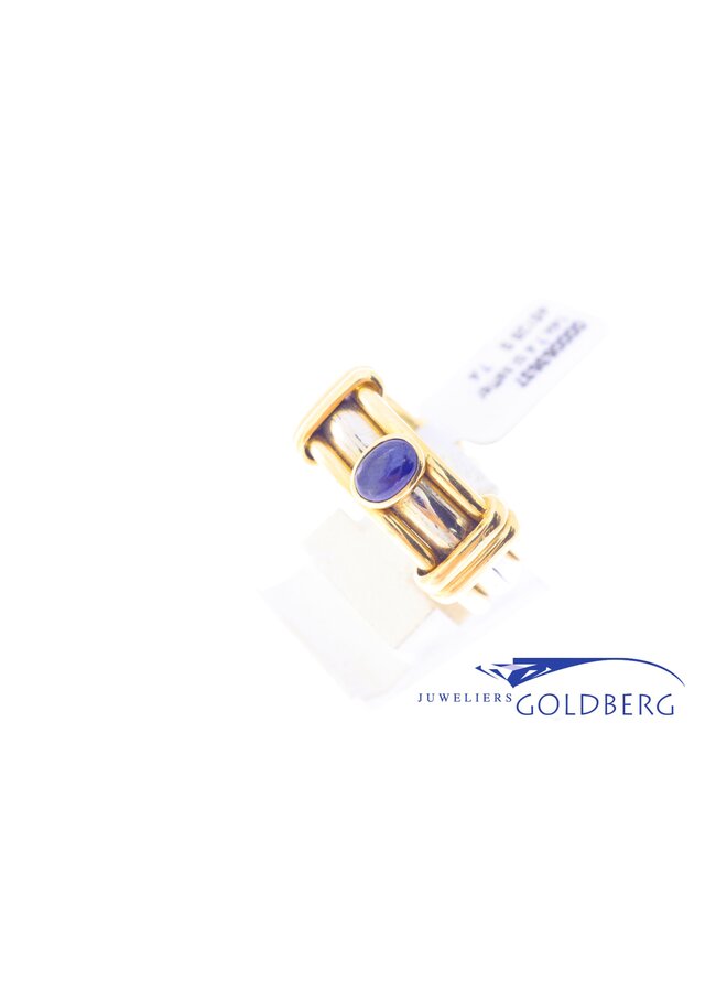 14k bicolor vintage ring with blue sapphire