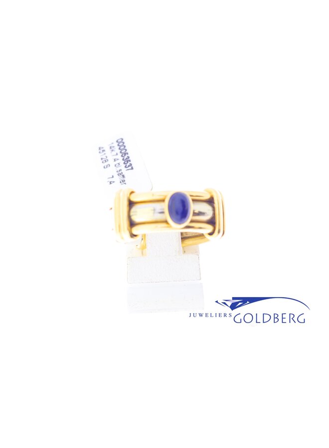 14k bicolor vintage ring met blauwe saffier
