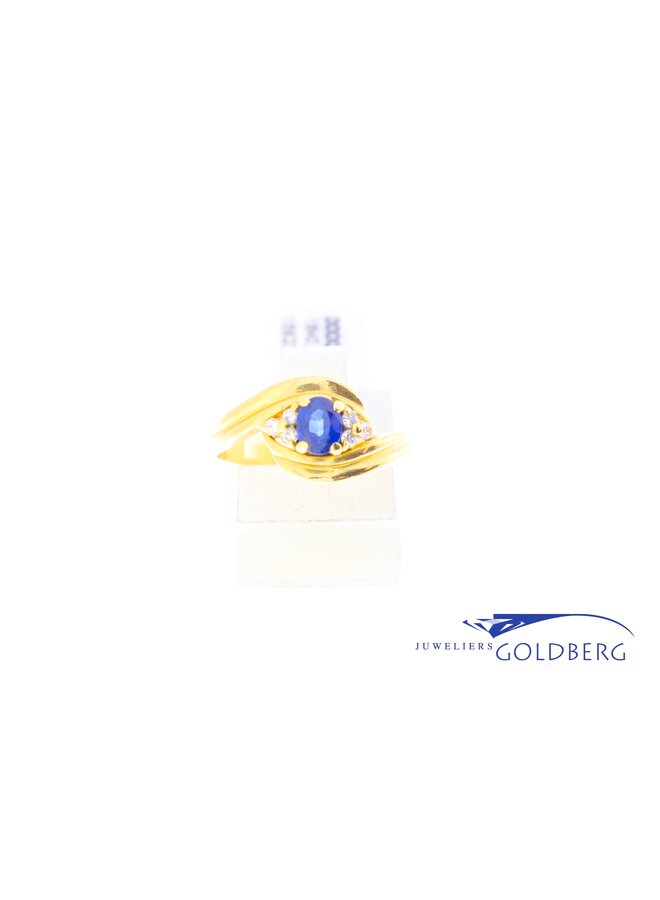 18k gold vintage ring sapphire/diamond