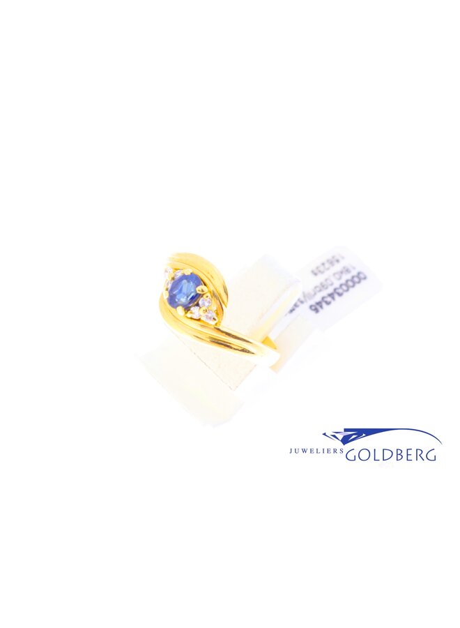 18k gouden vintage ring saffier/diamant