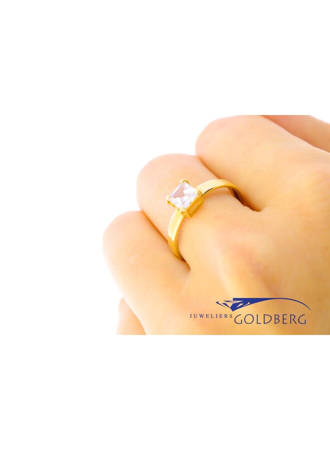 14k gouden vintage ring met zirkonia