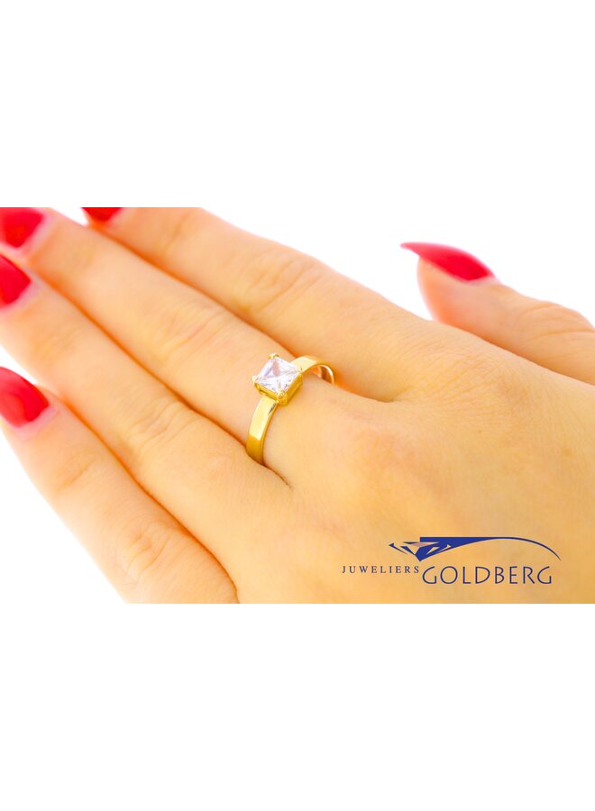 14k gouden vintage ring met zirkonia
