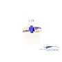 18k gold vintage ring with synthetic sapphire and zirconia