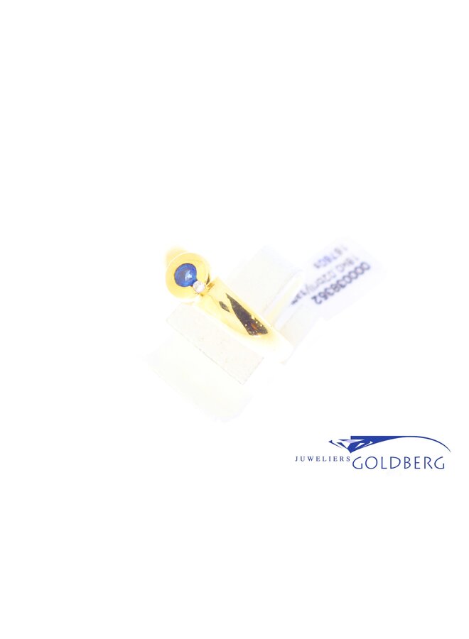 18k gouden vintage ring met blauwe saffier en diamant