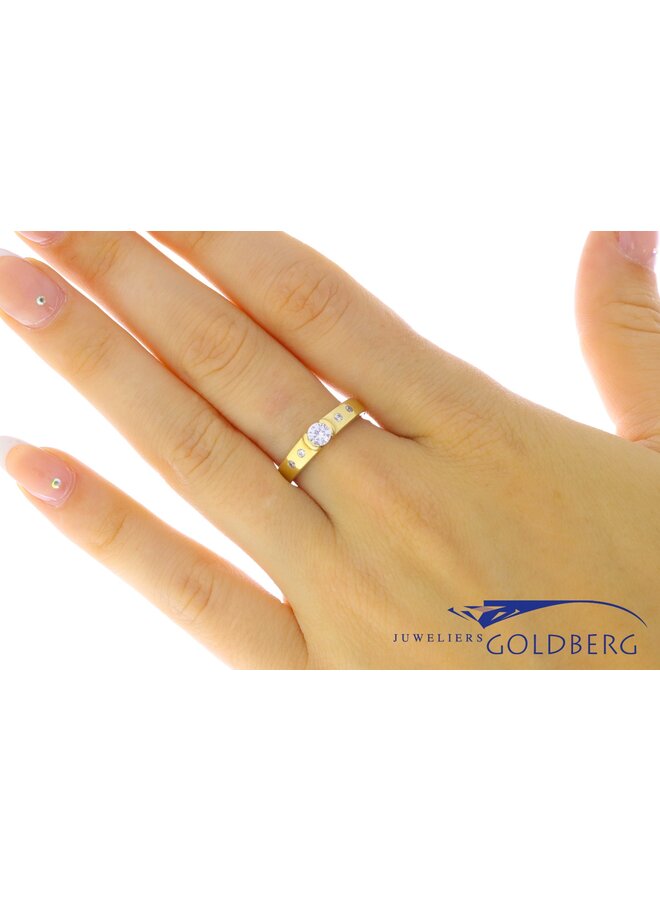 14k gouden vintage ring met zirkonia's