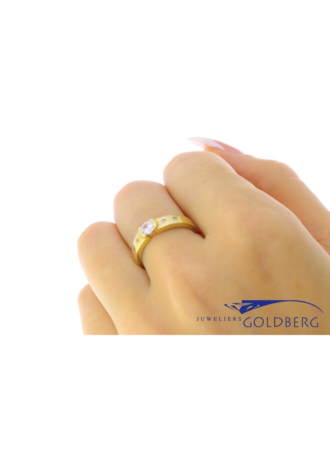 14k gouden vintage ring met zirkonia's