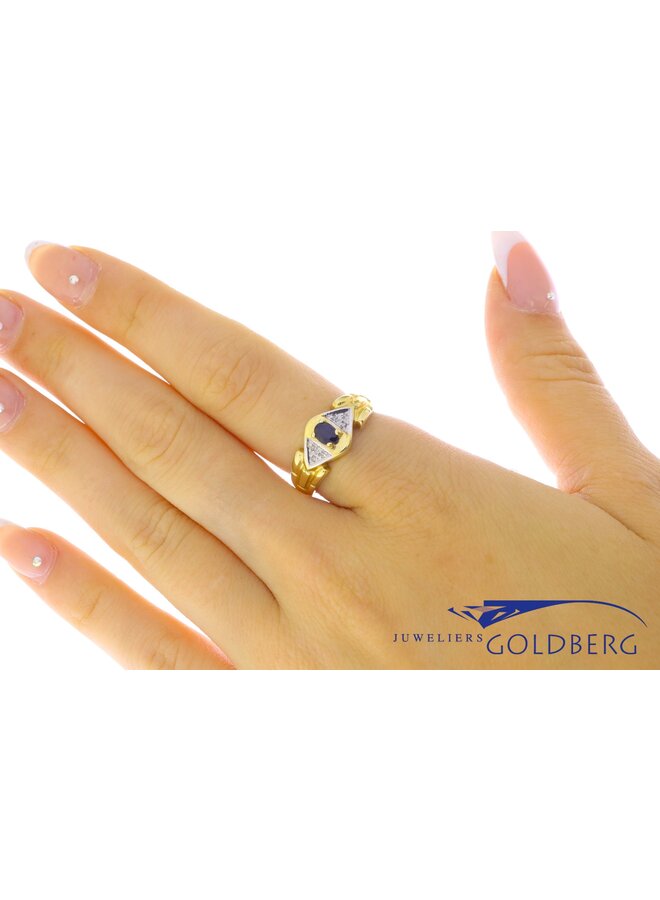 14k gold vintage ring sapphire/diamond