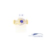 14k gouden vintage ring met zirkonia's en synthetische saffier