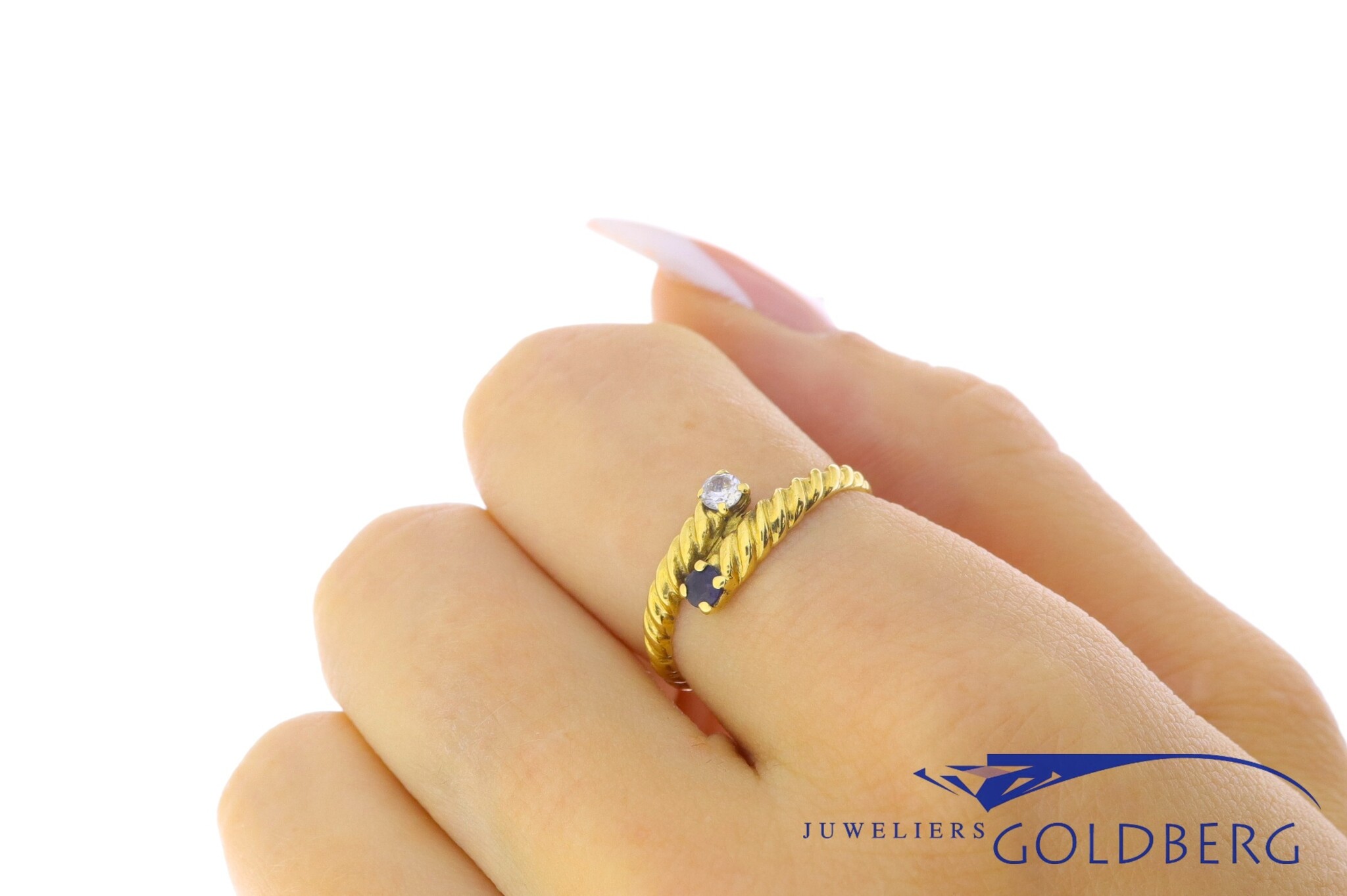 18k gold vintage ring zirconia - Goldberg