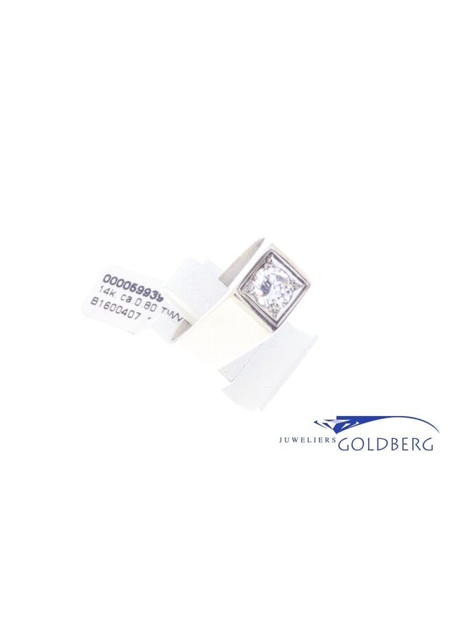 14k white gold vintage ring diamond (approx. 0.8ct)