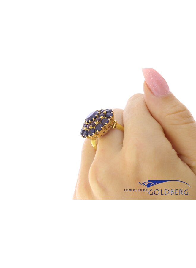 18k gouden vintage ring granaat met 25 stenen