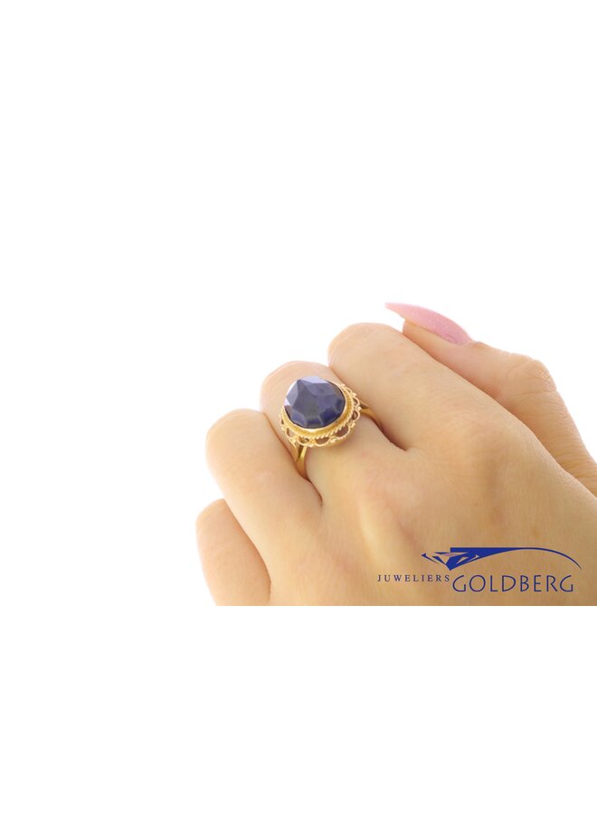 14k gouden Vintage ring met granaat edelsteen