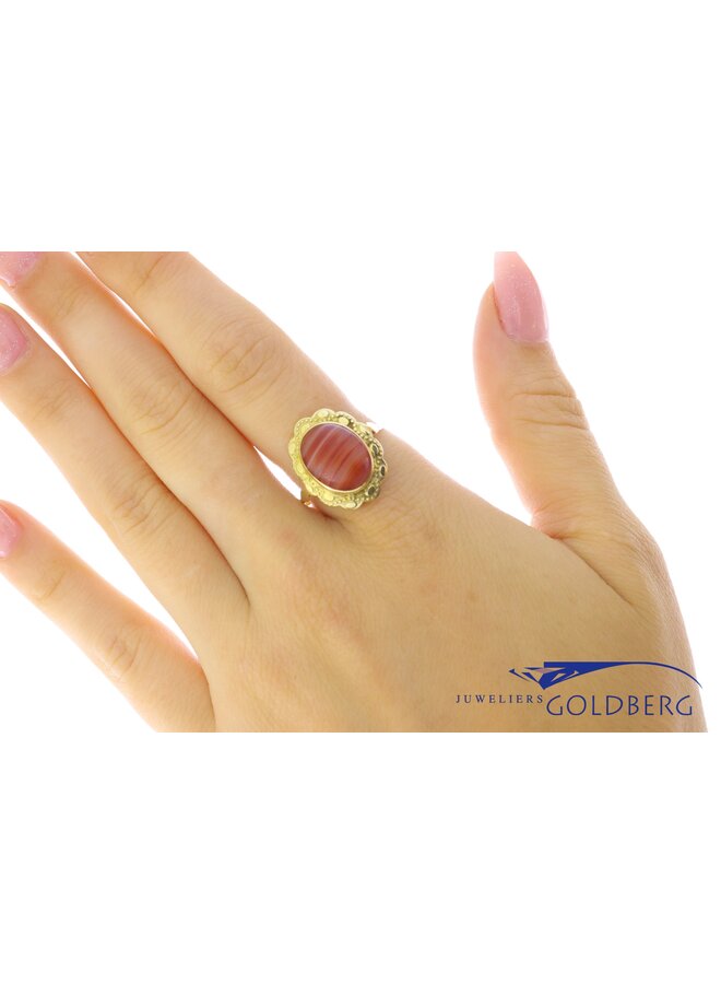 14k gold vintage ring with agaat stone