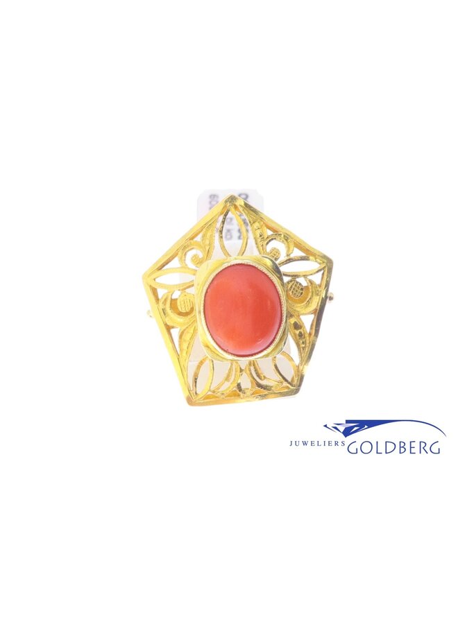 14k goldenvintagering bloodcoral