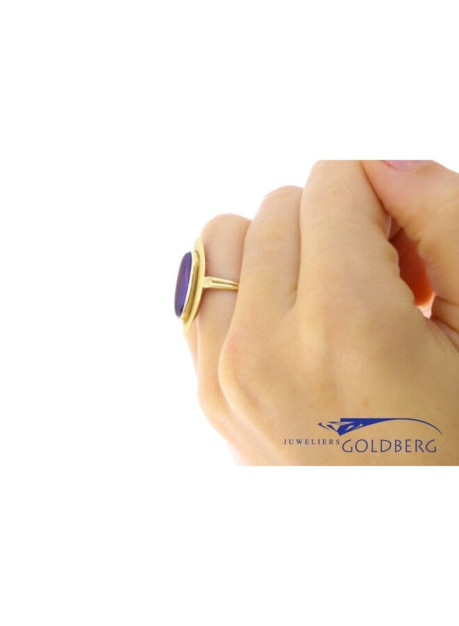 14k gold vintage ring Amethyst in almond shape