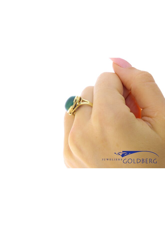 14k vintage ring gold malachiet